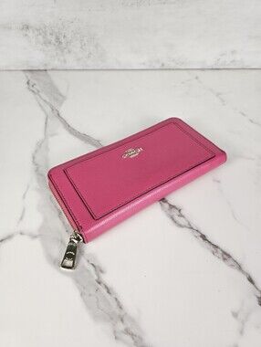 Coach Pink Crossgrain Leather Zip Wallet